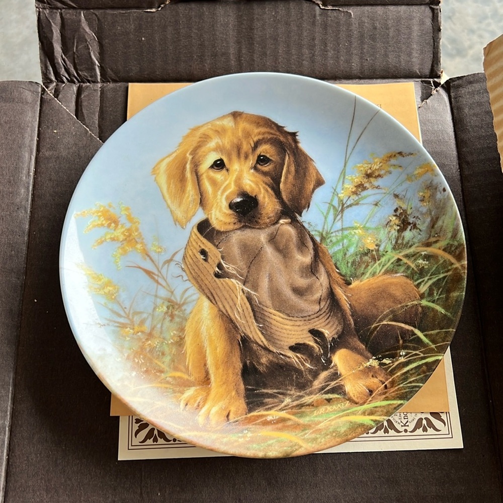 Vintage Edwin M Knowles China “Caught in the act - The Golden Retriever”